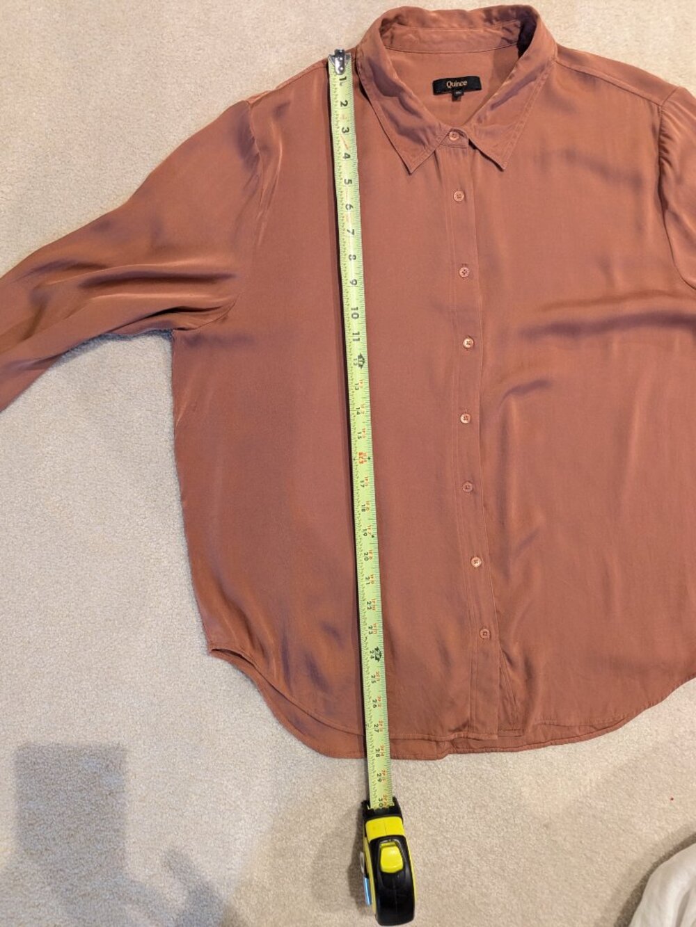 Quince Washable Stretch Silk Long Sleeve Button Down Blouse - Rose Size XL - Picture 5 of 10